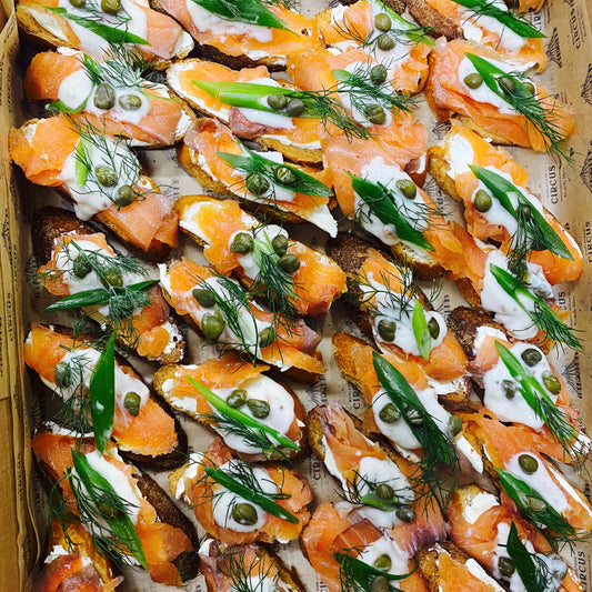 Smoked Salmon and Crème Fraiche Crostini